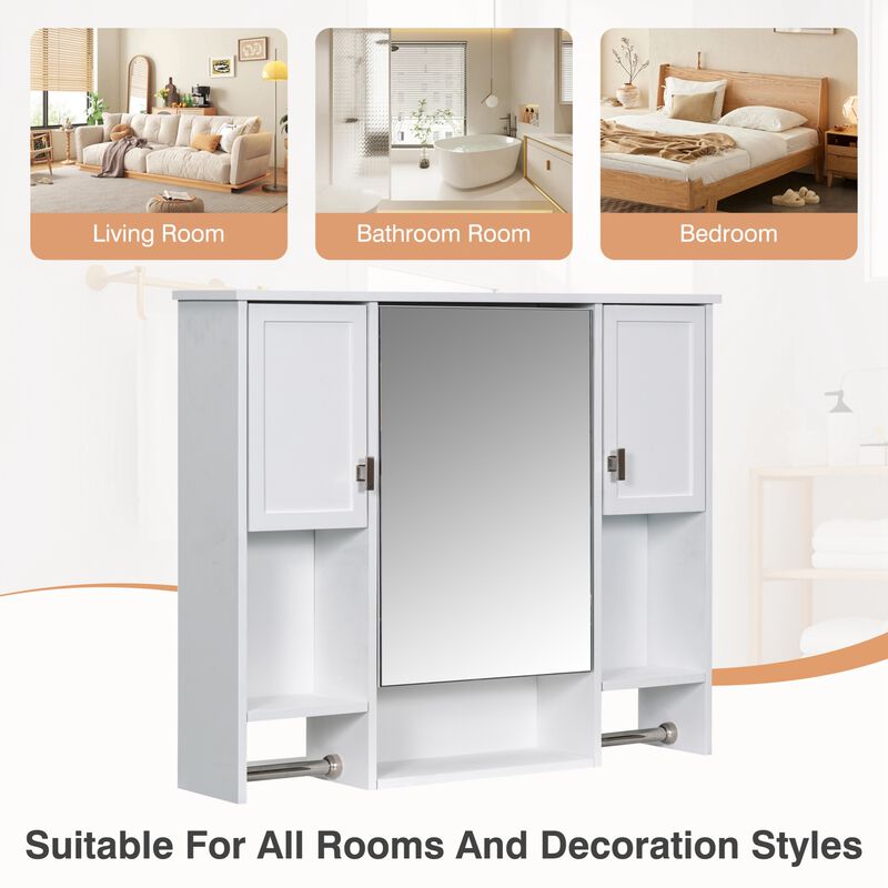 ELEMENT ACE Modern Wall Mounted Bathroom Storage Cabinet with Mirror and Towel Bar image number 8