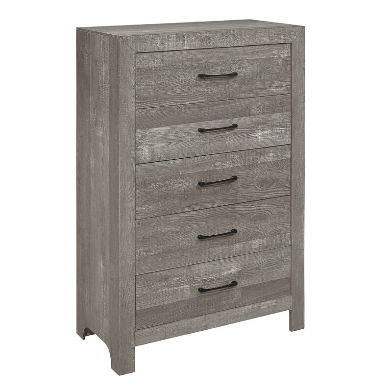 Queen Size Bedroom Set, Traditional Carved Wood Design, Gray Finish, 4-Piece Set with Bed, Nightstand, Dresser and Chest image number 6