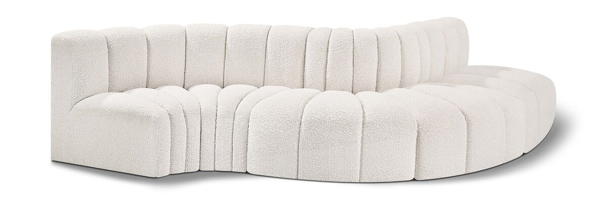 Meridian Furniture Arc Cream Boucle Fabric Modular Sofa