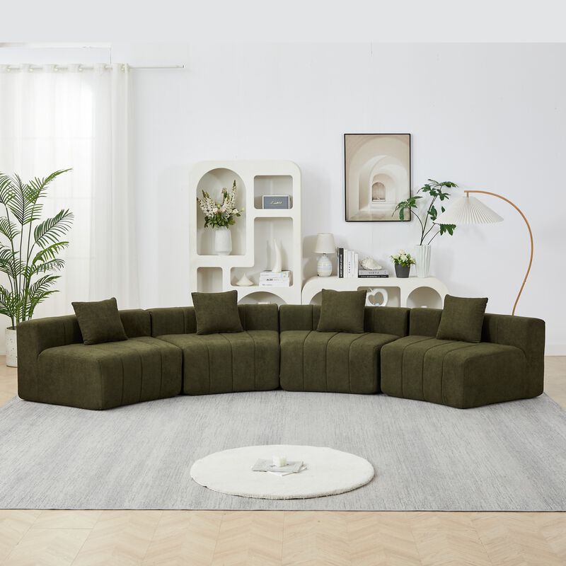 Figkos Morden Chenille curved sectional sofa image number 1