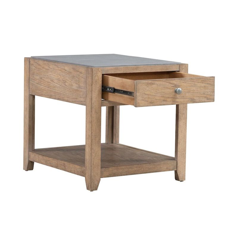 Liberty Furniture Millstone End Table with Unique Tile Top for Living Room - Nutmeg Oak Wood image number 4