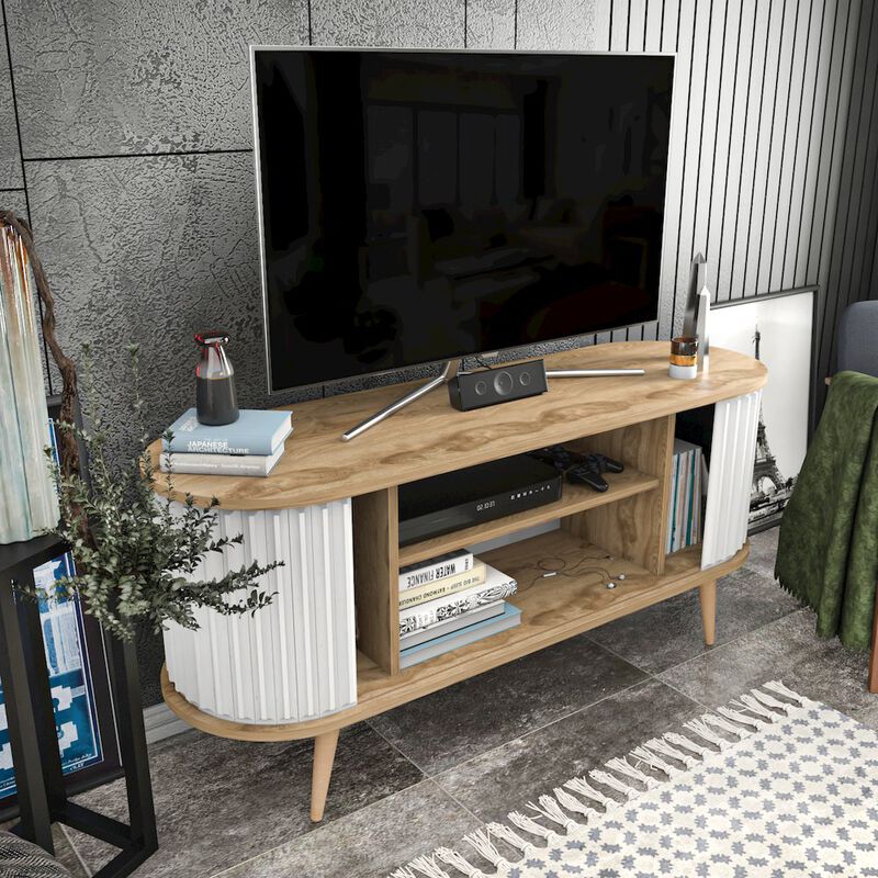 Decorotika Store 55 Tv Stand - Oud Oak & White