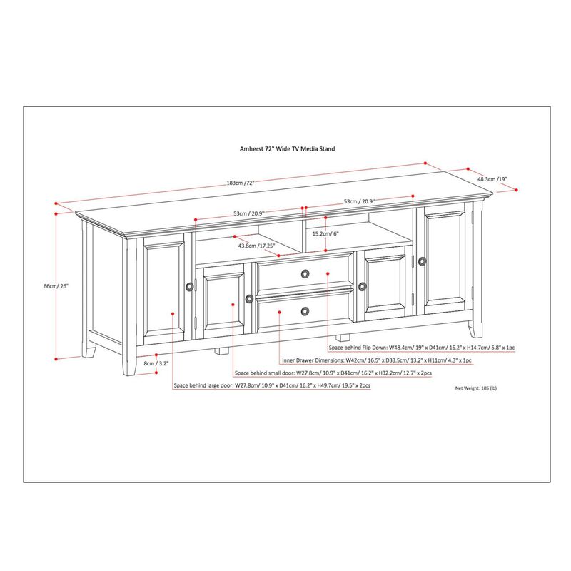 Hiftum Wide Solid Wood TV Stand image number 9