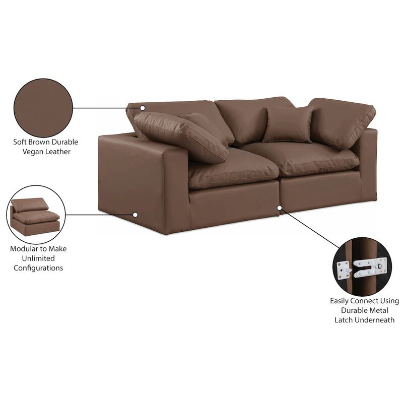 Meridian Furniture Comfy Brown Vegan Leather Modular Sofa