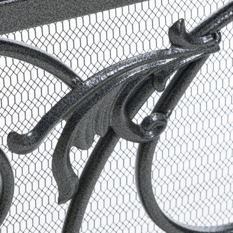 Streamdale Darcie Wrought Iron Fireplace Screen, Black Finish with Ornate Design image number 3