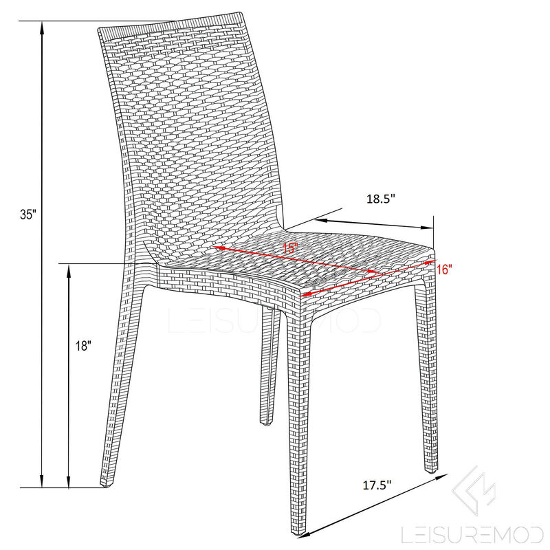 LeisureMod Weave Mace Indoor/Outdoor Polypropylene Dining Chair (Armless)