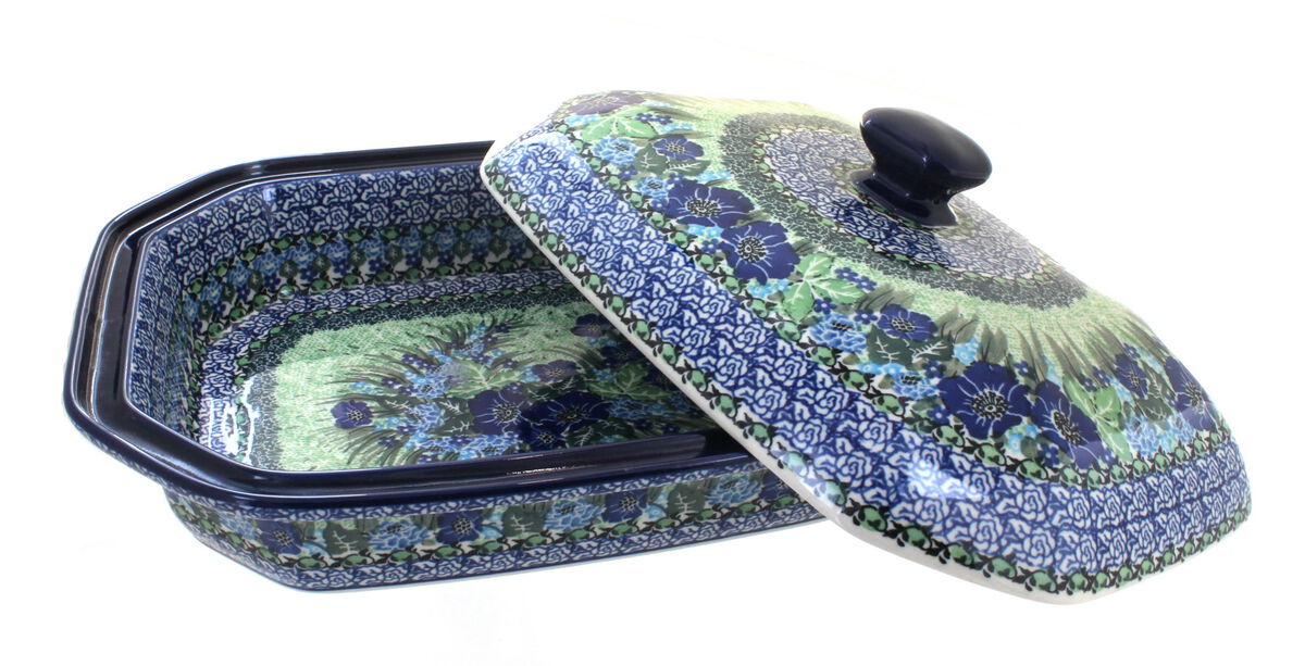Blue Rose Polish Pottery Teresa Large Covered Baker
