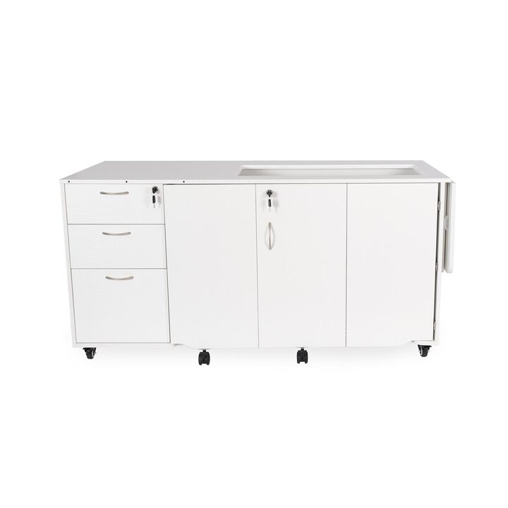 Sydney Hydraulic XL Sewing Cabinet with Heavy-Duty Lift System &ndash; Ash White Finish