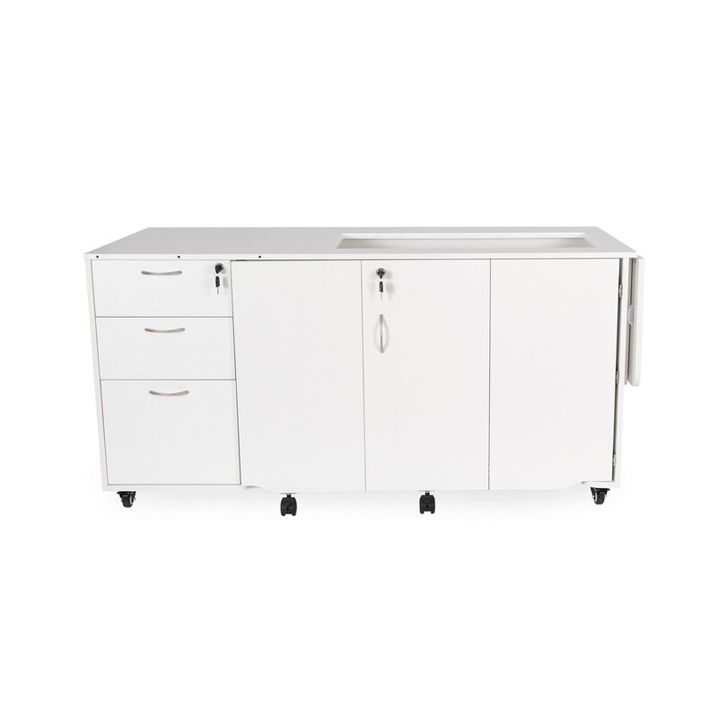 Sydney Hydraulic XL Sewing Cabinet with Heavy-Duty Lift System &ndash; Ash White Finish image number 1