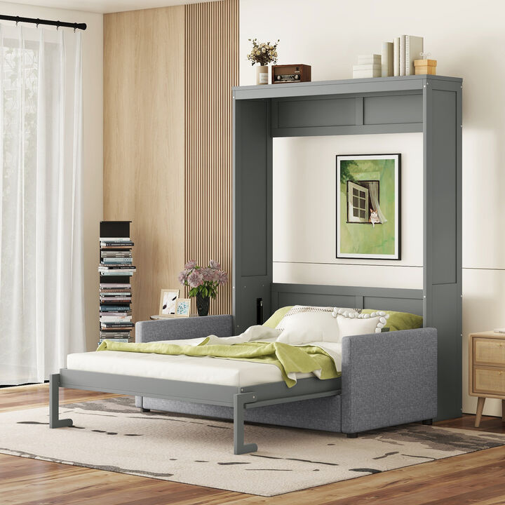 Whisen Clever Design Queen Size Murphy Bed, Folded into a Sofa with Cushion