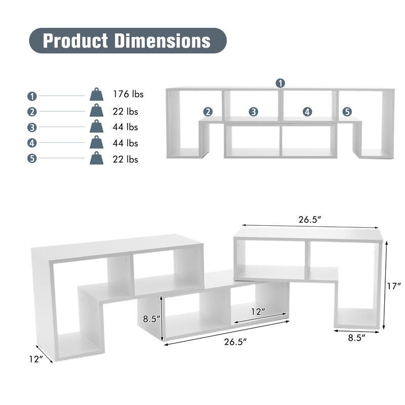 3 Pieces Console TV Stand for TVs up to 65 Inch with Shelves