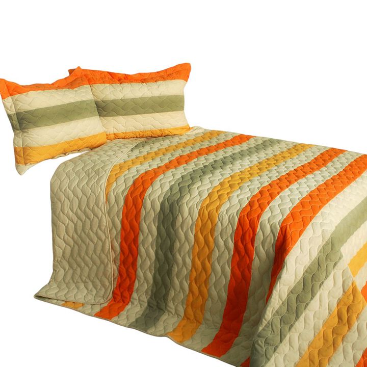 3PC Quilted Patchwork Quilt Set Queen Size Stylish Soft Bedspread