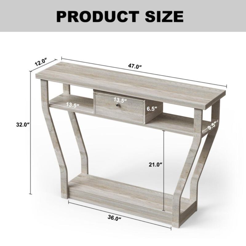 Hivvago Console Hall Table with Storage Drawer and Shelf