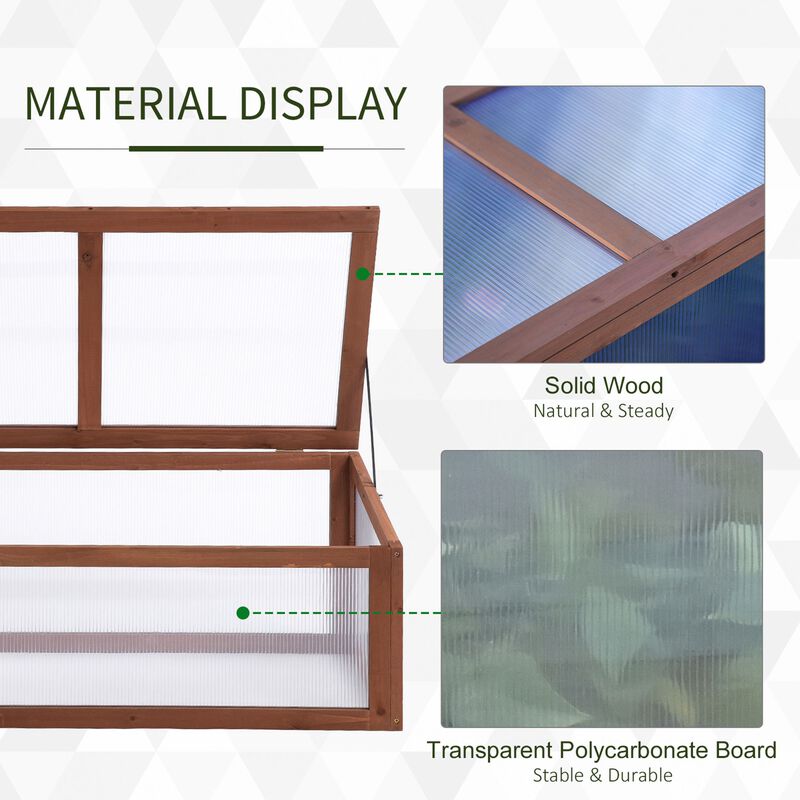 Hivvago Wooden Cold Frame Greenhouse with Polycarbonate Panels image number 4