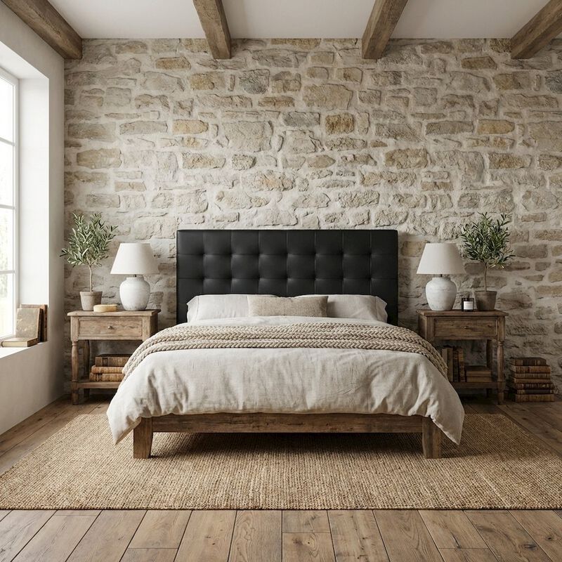 Tufted Faux Leather Headboard for King, California King Beds, Elegant Design image number 2