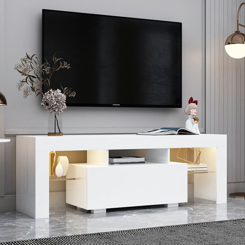 GOODSILO Modern LED Entertainment TV Stand Cabinet Large Screen Media Console Storage image number 3