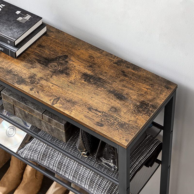 Shoe Storage Rack with 4 Mesh Shelves and Large Surface for Bags - Entryway Organizer