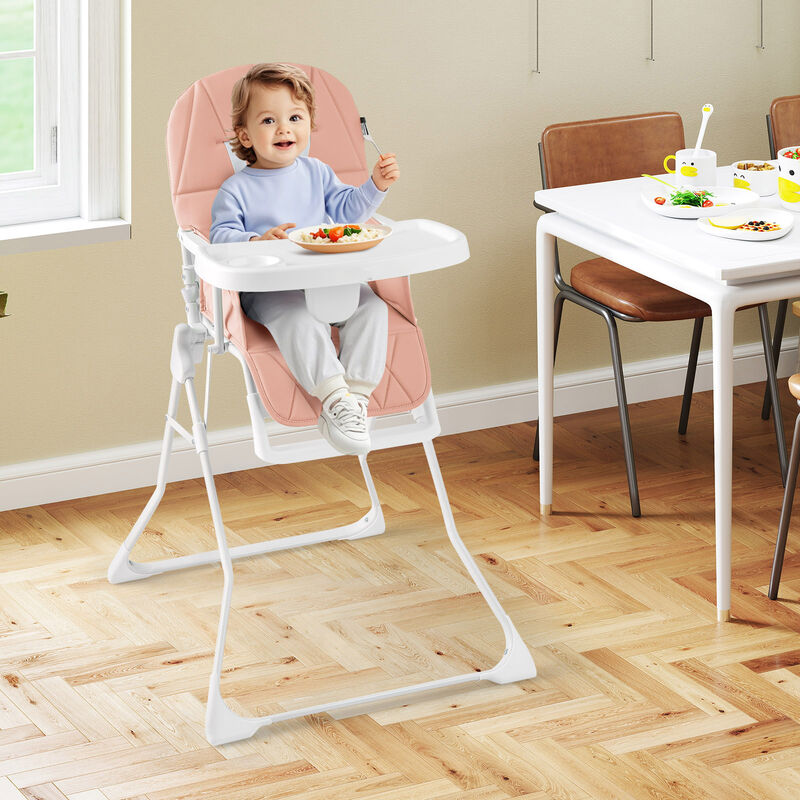 Compact Baby High Chair with Removable Adjustable Tray and PU Seat Cushion image number 4