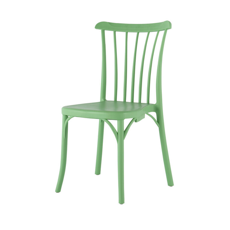 HomeRoots Set of Two Green Heavy Duty Plastic Outdoor Stacking Dining Chairs image number 2