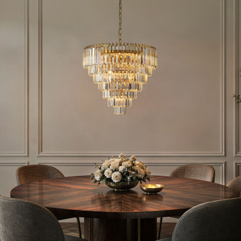 20'' Modern Crystal Chandelier in Warm Brass for Dining Room & Entryway image number 3