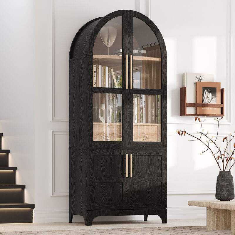 Merax Arched Kitchen Pantry Cabinet with Door Shelves image number 1