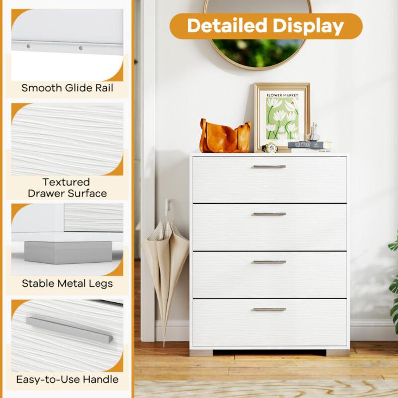 Hivvago 4 Drawer Storage Cabinet with Metal Legs Handles with Anti-Toppling Devices