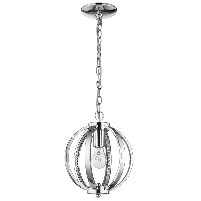 Hivvago Nevaeh 1-Light Chrome Globe Pendant With Crystal Accents