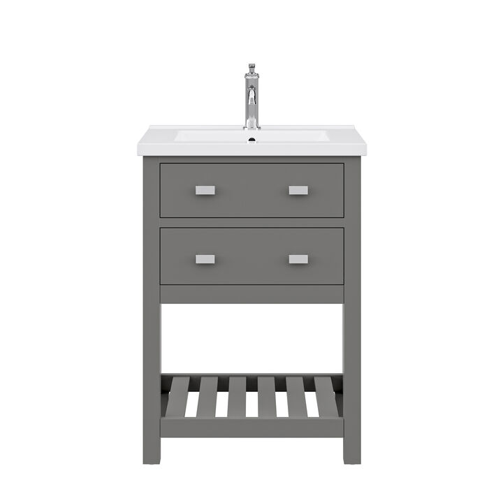 Viola 24 In. Integrated Ceramic Sink Top Vanity in Cashmere Grey