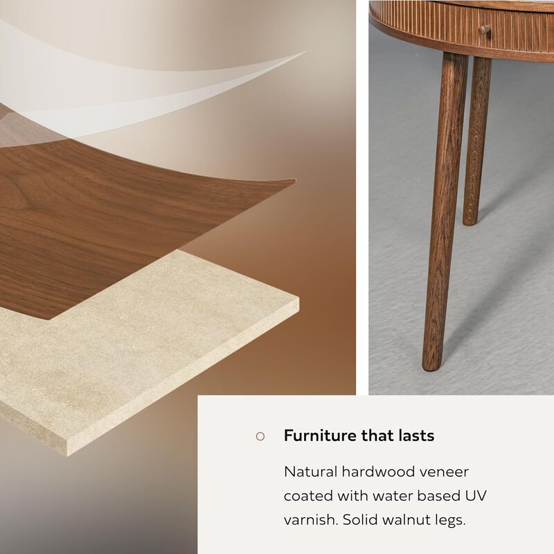 SLIDDO 47'' Round Dining Table for 4 People - Pre-Assembled With 2 Hidden Storages.