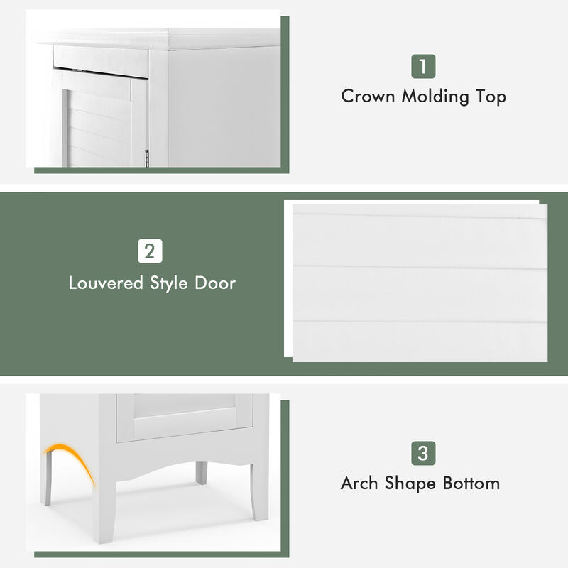 Costway Tall Bathroom Floor Cabinet Narrow Linen Tower with 2 Doors & Adjustable Shelf