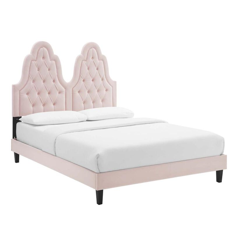 Modway Alexandria Tufted Performance Velvet Twin Platform Bed MOD-6933-PNK image number 0
