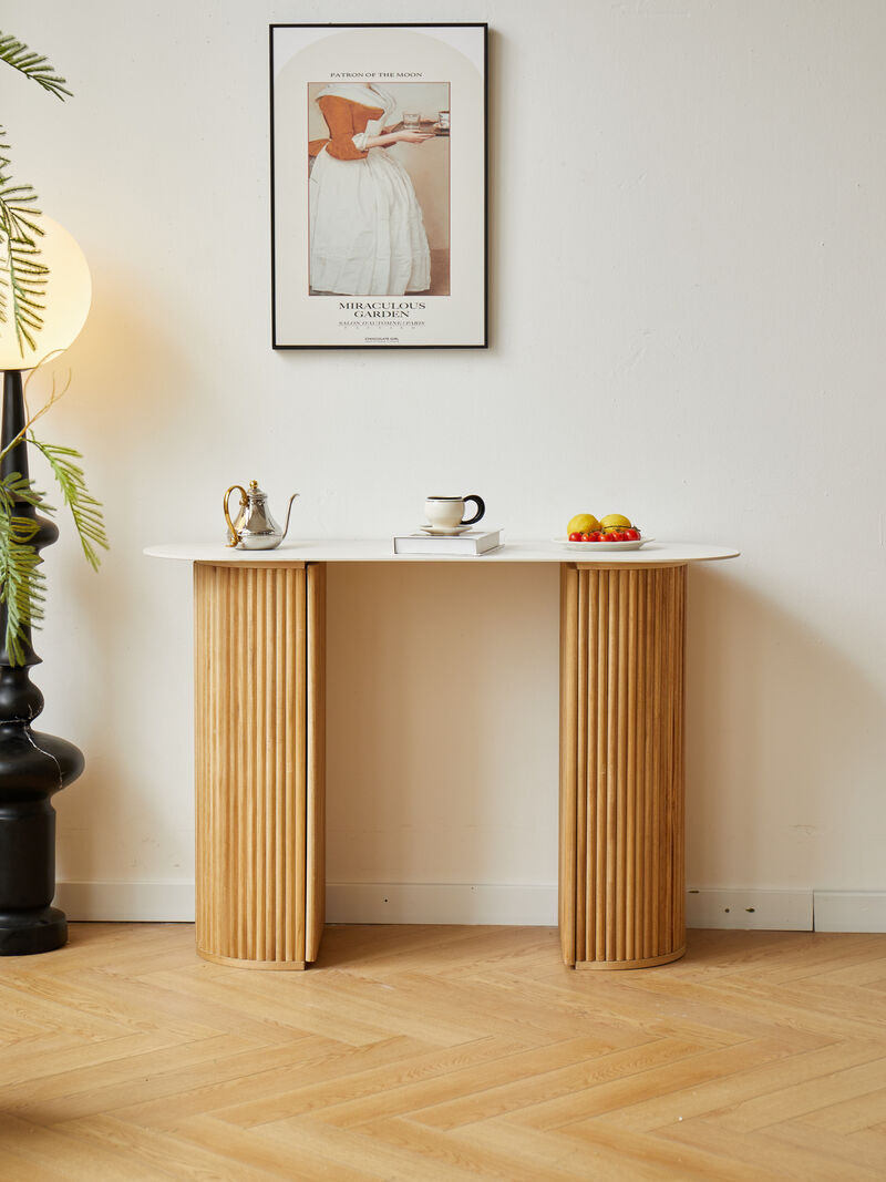 Scandinavian Wooden Console Table with Storage