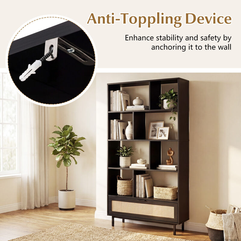 64 Inch Bookcase with 8 Open Cubes Storage Organizer Shelf image number 5