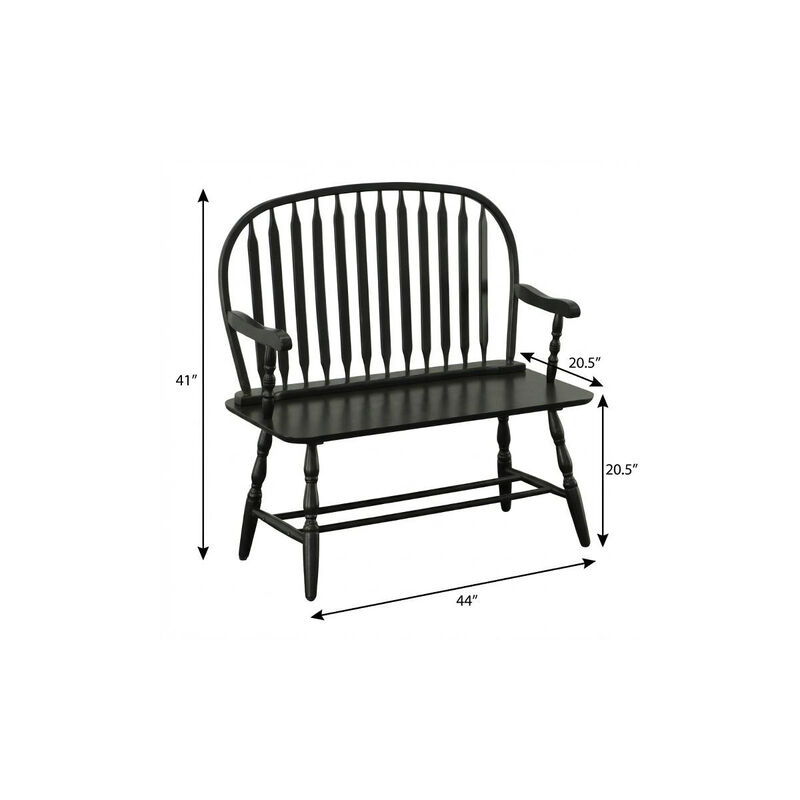 HomeRoots 44" Wood Windsor Spindle Back Bench image number 6