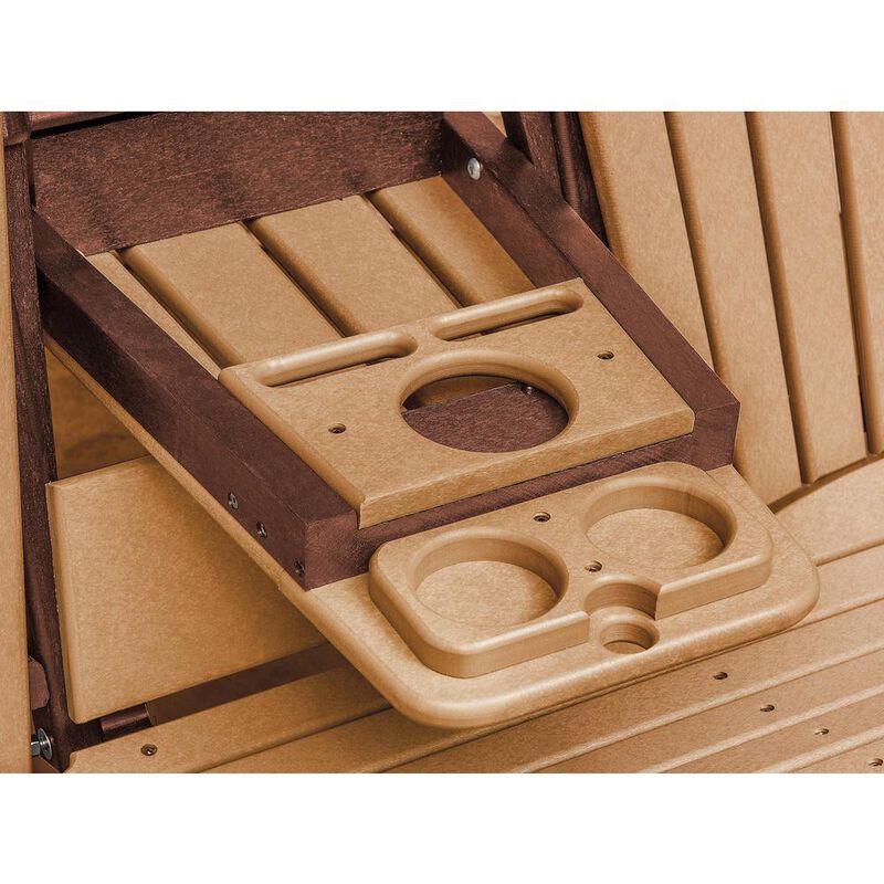 American Furniture Classics Two Seat Fan Back Glider with Drop Down Table/Cup Holder in Cedar