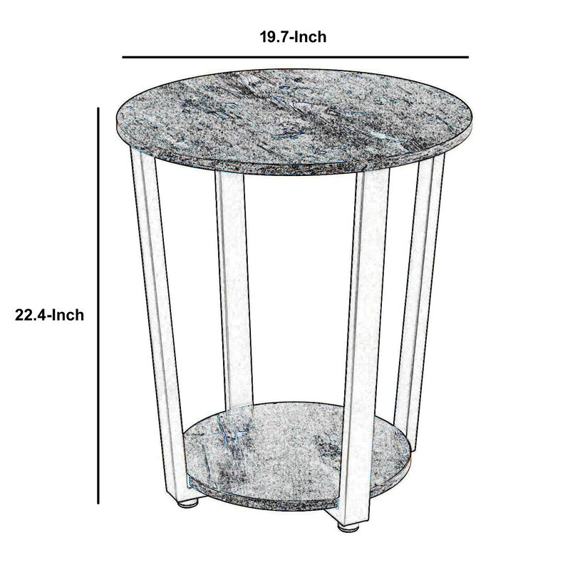 Stylish Iron and Wood End Table with Open Bottom Storage Shelf, Brown and Black