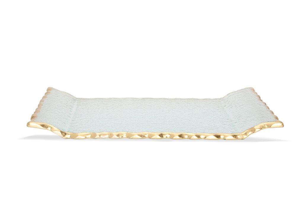 Glass Oblong Tray with Gold Edge