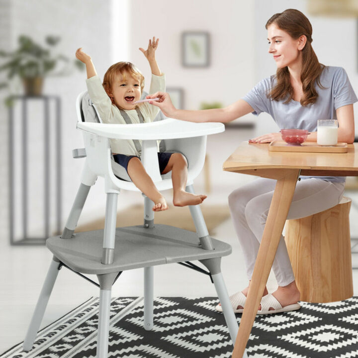 4-in-1 Kids Table Chair Set Convertible with Comfortable PU Cushion