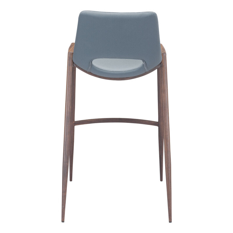 Hivvago Set of Two 29 Inch Gray And Brown Steel Low Back Bar Height Bar Chairs