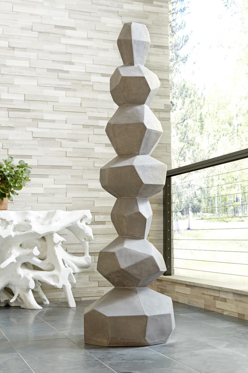 Faceted Rock Column Sculpture