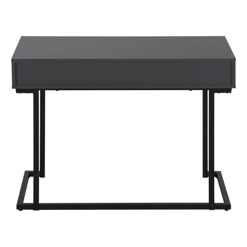 HomeRoots 42" Gray and Black Wood and Metal Sled Computer Desk image number 4