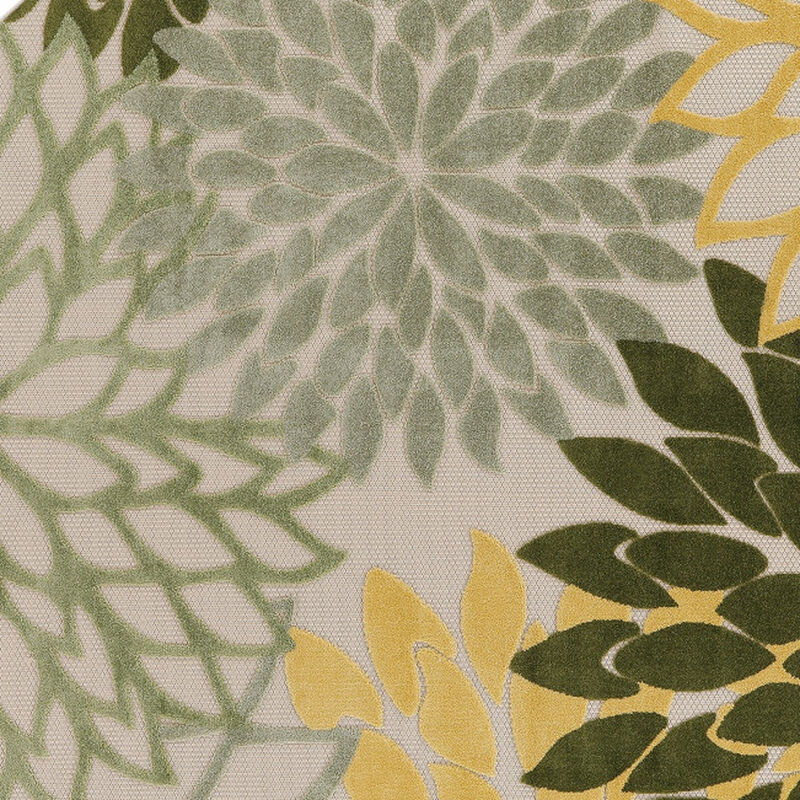 HomeRoots 5' Green Yellow Ivory And Dark Green Round Floral Indoor Outdoor Area Rug image number 4