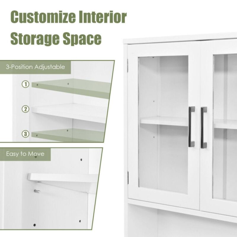 Hivvago Over the Toilet Storage Cabinet Bathroom Space Saver with Tempered Glass Door