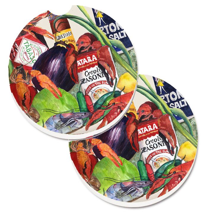 Caroline's Treasures Louisiana Spices Set of 2 Cup Holder Car Coasters 8540-2CARC, 2.56, Multicolor