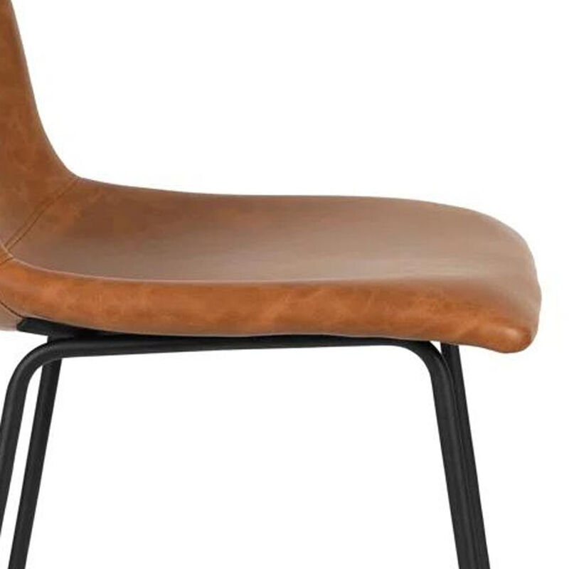 HomeRoots Set of Two 26" Brown and Black Faux Leather and Aluminum Counter Height Bar Chairs image number 2