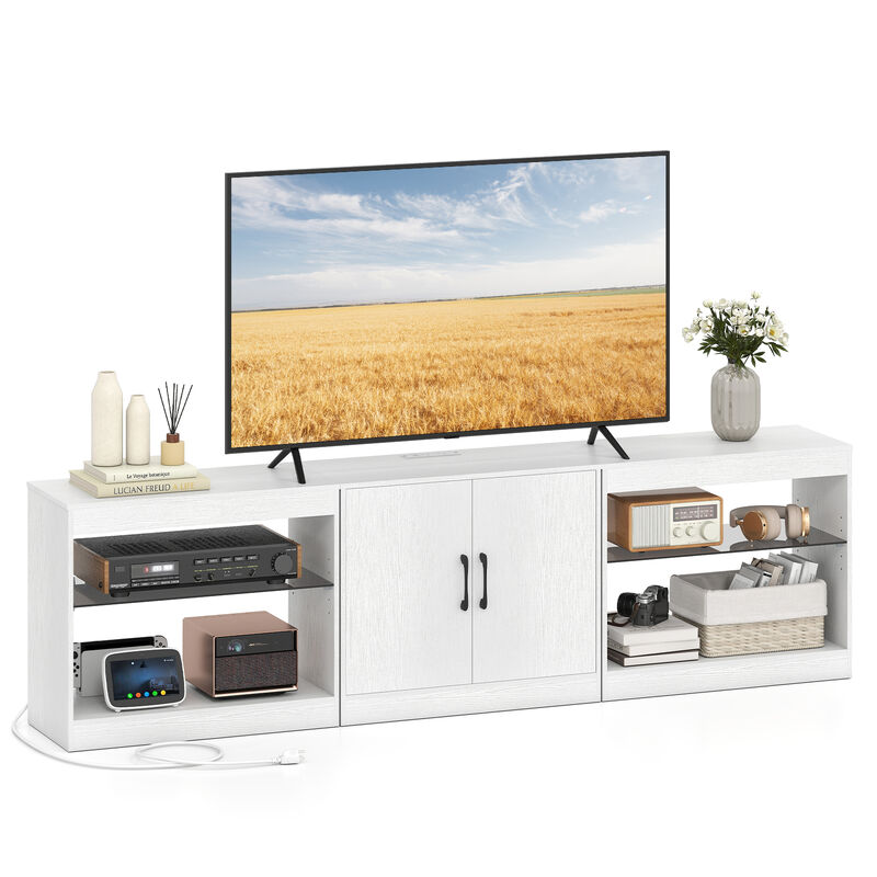 TV Stand with LED Lights and Built-In Power Outlets, Entertainment Center image number 0