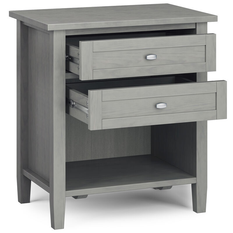 Warm Shaker SOLID WOOD 24 inch Wide Transitional Bedside Nightstand Table in Fog Grey