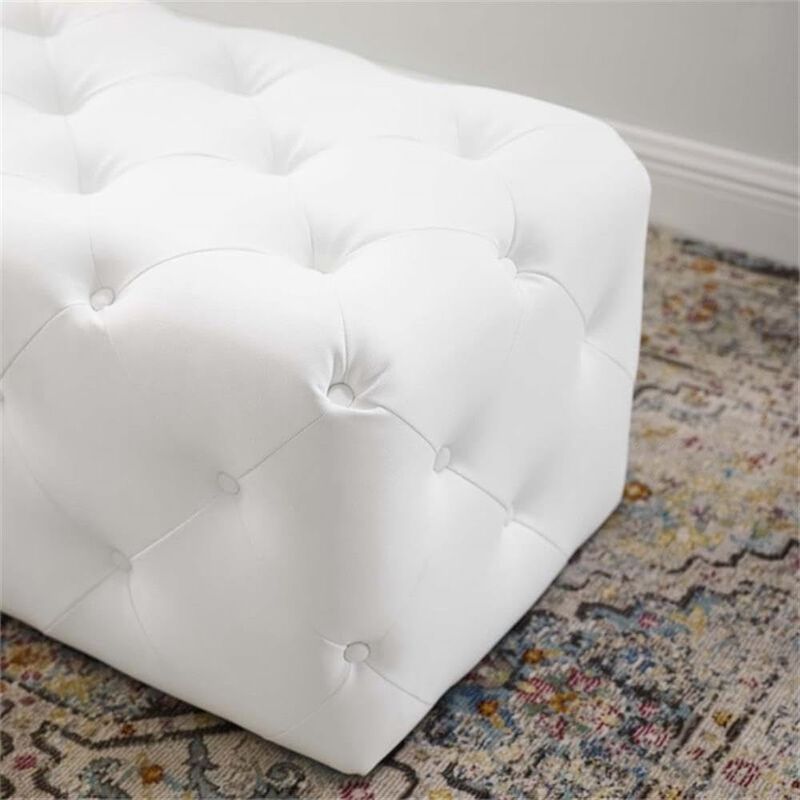 Modway EEI-3767-WHI Anthem 48" Tufted Button Entryway Faux Leather Bench, White image number 7