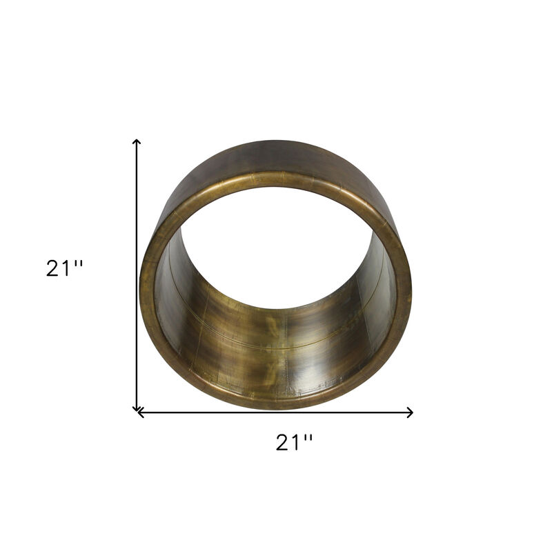 HomeRoots 21" Brass Round Metal Framed Accent Mirror image number 6