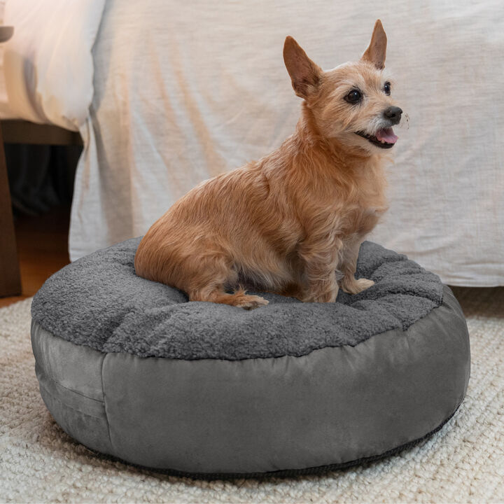 Jaxx Robbi Round Pet Bed, Small - Grey & Charcoal